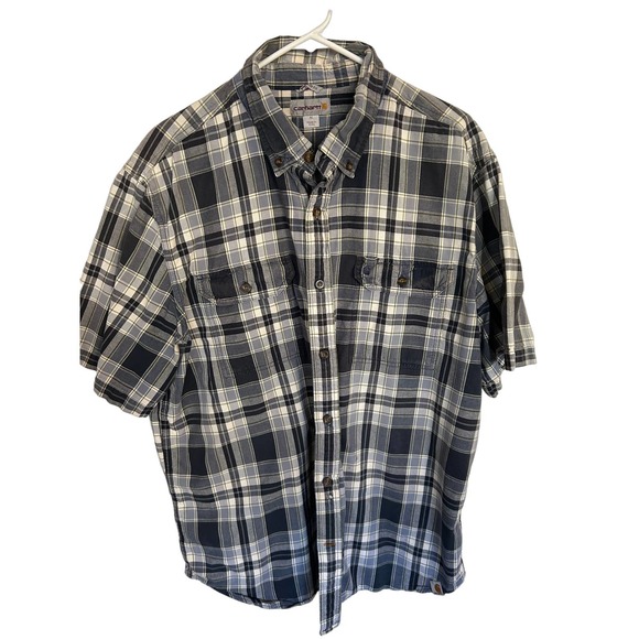 Carhartt Relaxed Fit‎ Short Sleeve Button Down Plaid Shirt Mens Size XL - Picture 1 of 2